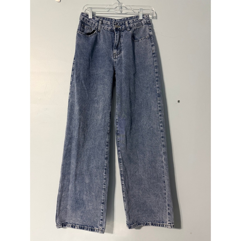 Forever 21 x SHEIN Wide Leg Acid Wash Blue Denim Size 26 Relaxed Baggy 2415